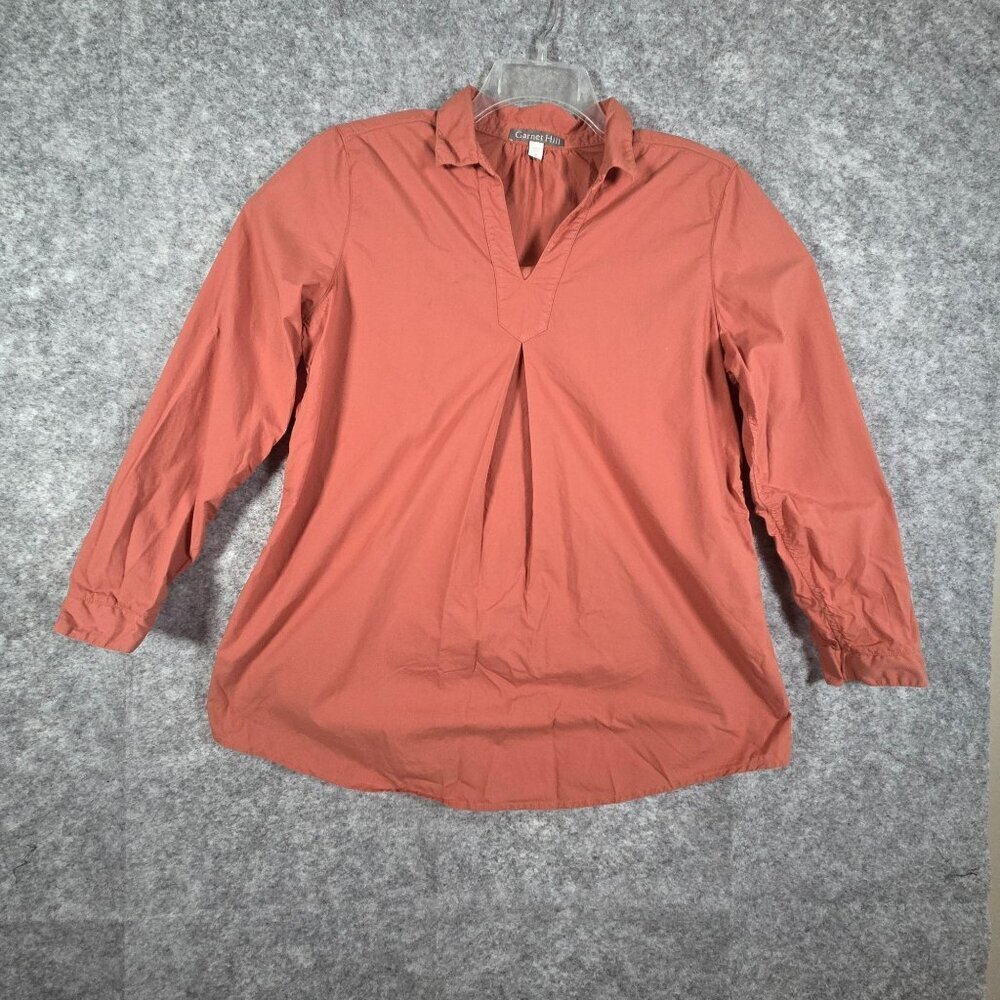 Garnet Hill Top Long Sleeve Pullover 100% Pima Cottong Orange Women's Size M